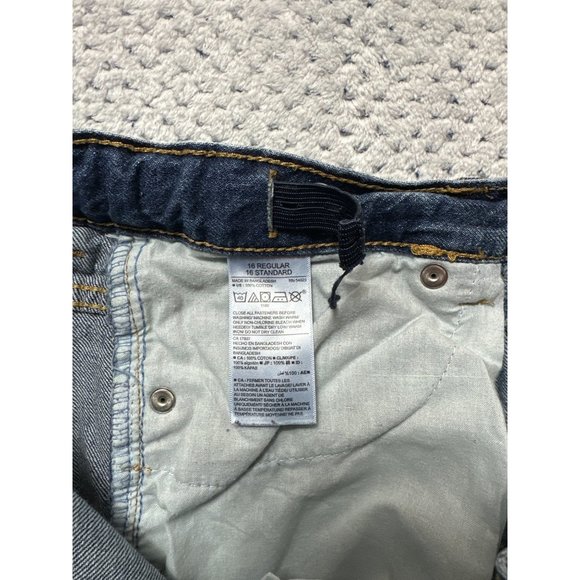 Old Navy Jeans Youth 16 Regular Dark Wash Denim Straight Leg Adjustable Waist - Picture 6 of 7